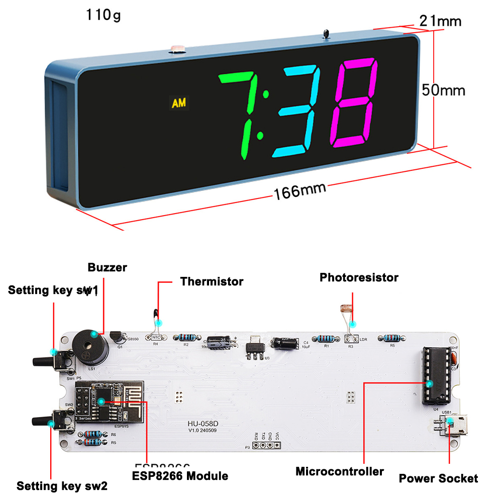 ESP8266 IoT Colorful WiFi Cloc - đánh giá và giá Useful Diy Electronics